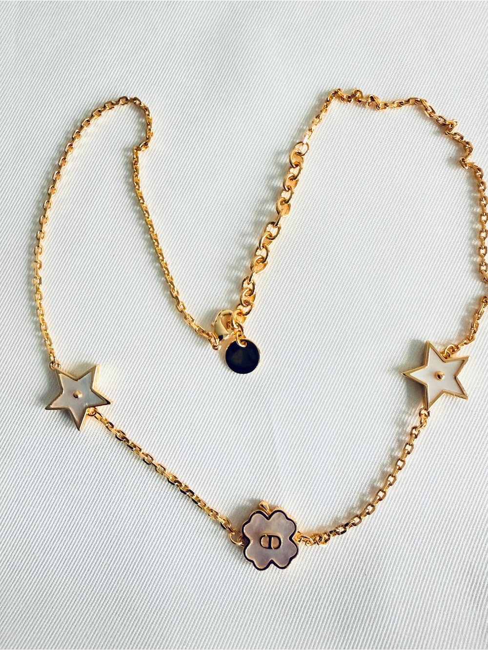 Champagne Gold Metal 18K plated Star & Clover Charm Necklace